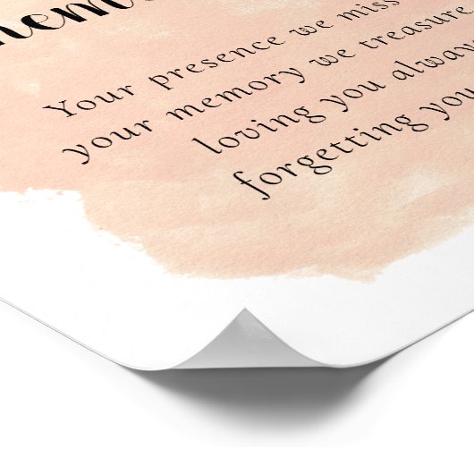 ブッシュピンクの水彩画 愛する人の追悼 ウェディング ポスター (角)