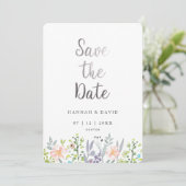 ブッシュピンクの水彩花の結婚式のSave the Date セーブザデート (スタンド正面)