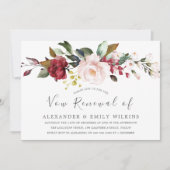 ブッシュピンクの水彩花の誓い更新 招待状 (正面)