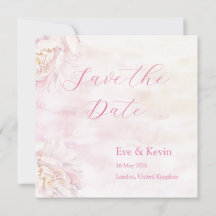 ブッシュピンクの水彩花のSave the Date