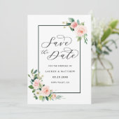 ブッシュピンクの水彩花モダン結婚式 Save the Date セーブザデート (スタンド正面)