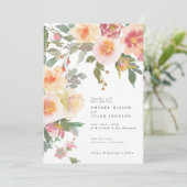 ブッシュピンクの水彩花モチーフの結婚式 招待状 (スタンド正面)