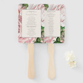 ブッシュピンクの水彩花柄のウェディングプログラム ハンドファン (正面&裏面)