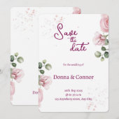 ブッシュピンクの水彩花柄のウェディング招待状 招待状 (正面/裏面)