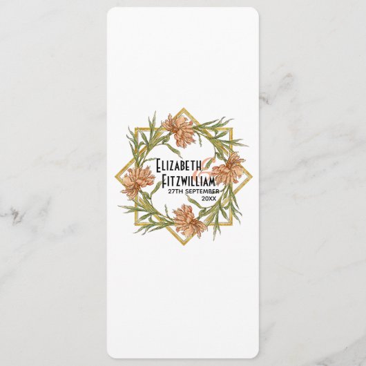 ブッシュピンクの牡丹の縁のメニュー メニュー (裏面)