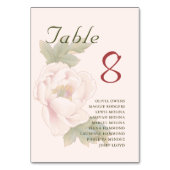 ブッシュピンクの牡丹の花のゲスト名テーブル番号 テーブルナンバー (正面)