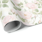 ブッシュピンクの白い花のブライズシャワー ラッピングペーパー (ロールコーナー)