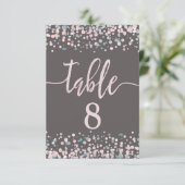 ブッシュピンクの紙吹雪テーブル番号席次表 招待状 (スタンド正面)