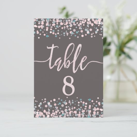 ブッシュピンクの紙吹雪テーブル番号座席表 招待状 (スタンド正面)