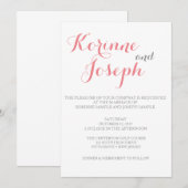 ブッシュピンクの結婚式招待状 - カリグラフィースタイル 招待状 (正面/裏面)