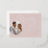 ブッシュピンクの結婚式　Save the Dateのお知らせ 箔招待状ポストカード (正面/裏面)