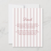 ブッシュピンクの縦ストライプが特徴のモダンな結婚式の詳細カード 招待状 (正面)