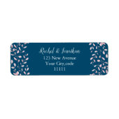 ブッシュピンクの繊細な葉の結婚式サファイア ラベル (正面)