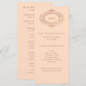 ブッシュピンクの背景にゴールドのフレームが施されたエレガントな結婚式のプログラム プログラム (正面/裏面)