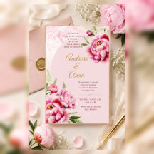 ブッシュピンクの芍薬の水彩ウェディング