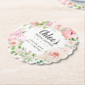 ブッシュピンクの芍薬の結婚前お茶会 ペーパーコースター (アングル)