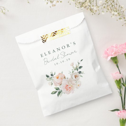 ブッシュピンクの芍薬の花の水彩 結婚式前のお祝い フェイバーバッグ (封をした状態)