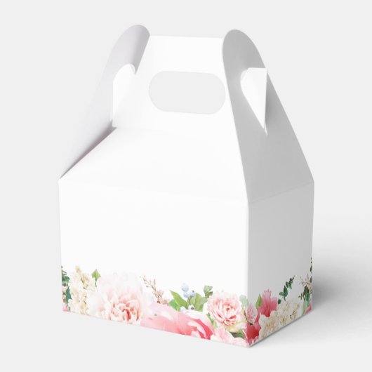  ブッシュピンクの芍薬の花を飾ったウェディングシャワーのお祝い フェイバーボックス (裏面サイド)