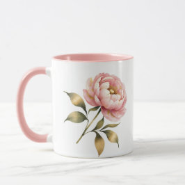 ブッシュピンクの芍薬 | エレガントな水彩マグカップ マグカップ