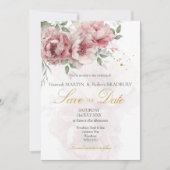 ブッシュピンクの芍薬 Save the Date ウェディング 招待状 (正面)