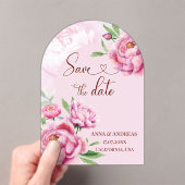 ブッシュピンクの芍薬 Save the Date カード (インサイチュ (ポータブル))