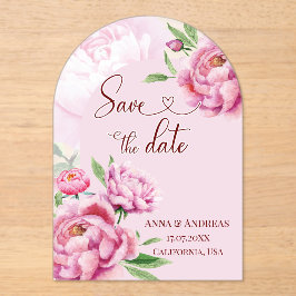ブッシュピンクの芍薬 Save the Date カード