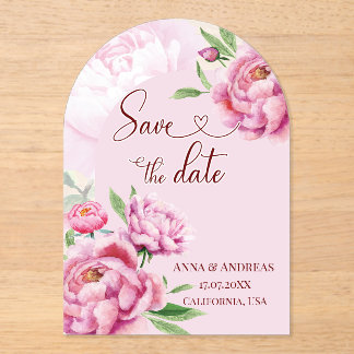 ブッシュピンクの芍薬 Save the Date カード