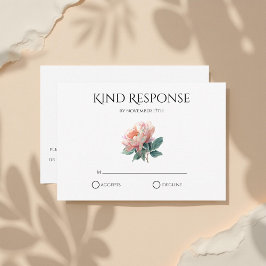 ブッシュピンクの芍薬QRコード エレガントな結婚式 出欠カード