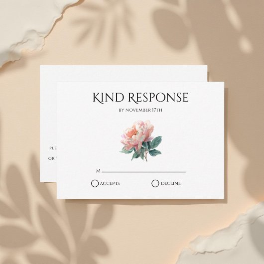ブッシュピンクの芍薬QRコード エレガントな結婚式  出欠カード