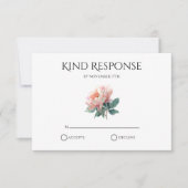 ブッシュピンクの芍薬QRコード エレガントな結婚式  出欠カード (正面)