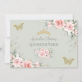 ブッシュピンクの花とセージグリーンのキレイな写真 サンキューカード (裏面)