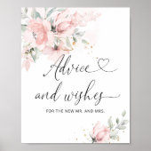 ブッシュピンクの花のアドバイスと新婚夫婦への願い ポスター (正面)