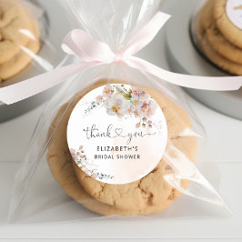 ブッシュピンクの花のウェディングシャワーのお礼 ラウンドシール