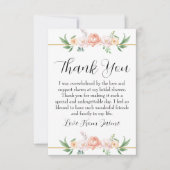 ブッシュピンクの花のウェディングシャワーの感謝カード サンキューカード (正面)