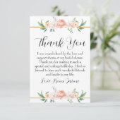 ブッシュピンクの花のウェディングシャワーの感謝カード サンキューカード (スタンド正面)