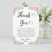 ブッシュピンクの花のウェディングシャワーの感謝カード サンキューカード (スタンド正面)