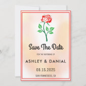 ブッシュピンクの花のウェディング・セーブ・ザ・デート 招待状 (正面)