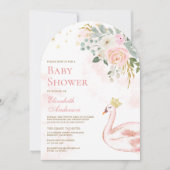 ブッシュピンクの花のスワンプリンセスのアーチベイビーシャワー 招待状 (正面)