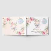 ブッシュピンクの花のハイティーパーティー ブライズシャワー ゲストブック (全面)