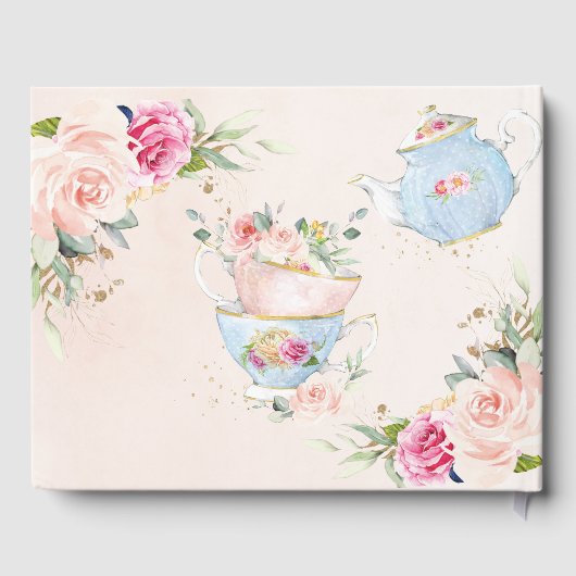 ブッシュピンクの花のハイティーパーティー ブライダルシャワー ゲストブック (裏面)