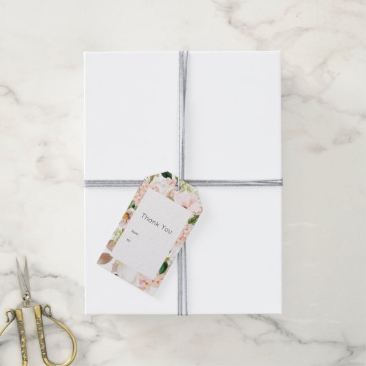 ブッシュピンクの花のハイドランジアのウェディング ギフトタグ (より糸付き)