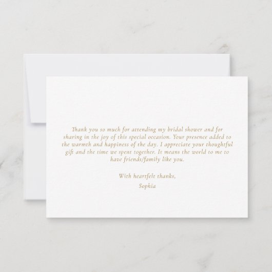 ブッシュピンクの花のブライズシャワーのお礼カード サンキューカード (裏面)