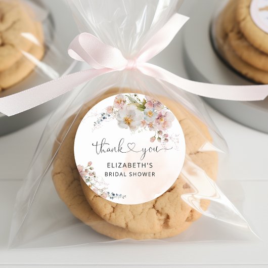 ブッシュピンクの花のプリンセスシャワーの感謝を表す ラウンドシール