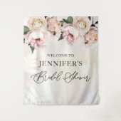 ブッシュピンクの花のプリンセスシャワーウェルカムバックドロップ タペストリー (正面)