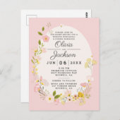 ブッシュピンクの花のポストカードリハーサルディナー招待状 ポストカード (正面/裏面)