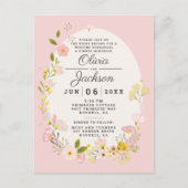 ブッシュピンクの花のポストカードリハーサルディナー招待状 ポストカード (正面)