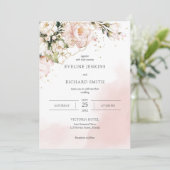 ブッシュピンクの花のローズ ボヘミアンワディング招待状 招待状 (スタンド正面)