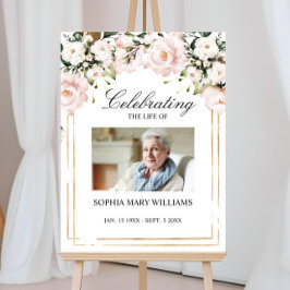 ブッシュピンクの花の写真追悼葬儀 ポスター