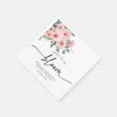 ブッシュピンクの花の愛が咲き誇る ブライダルシャワー スタンダードカクテルナプキン (角)