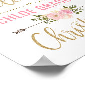 ブッシュピンクの花の洗礼歓迎看板デコ ポスター (角)